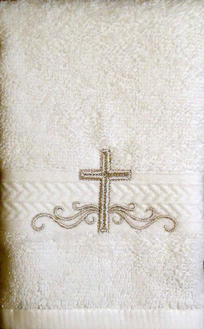 Integrity Designs Baby Baptism Terrycloth with Silver Cross