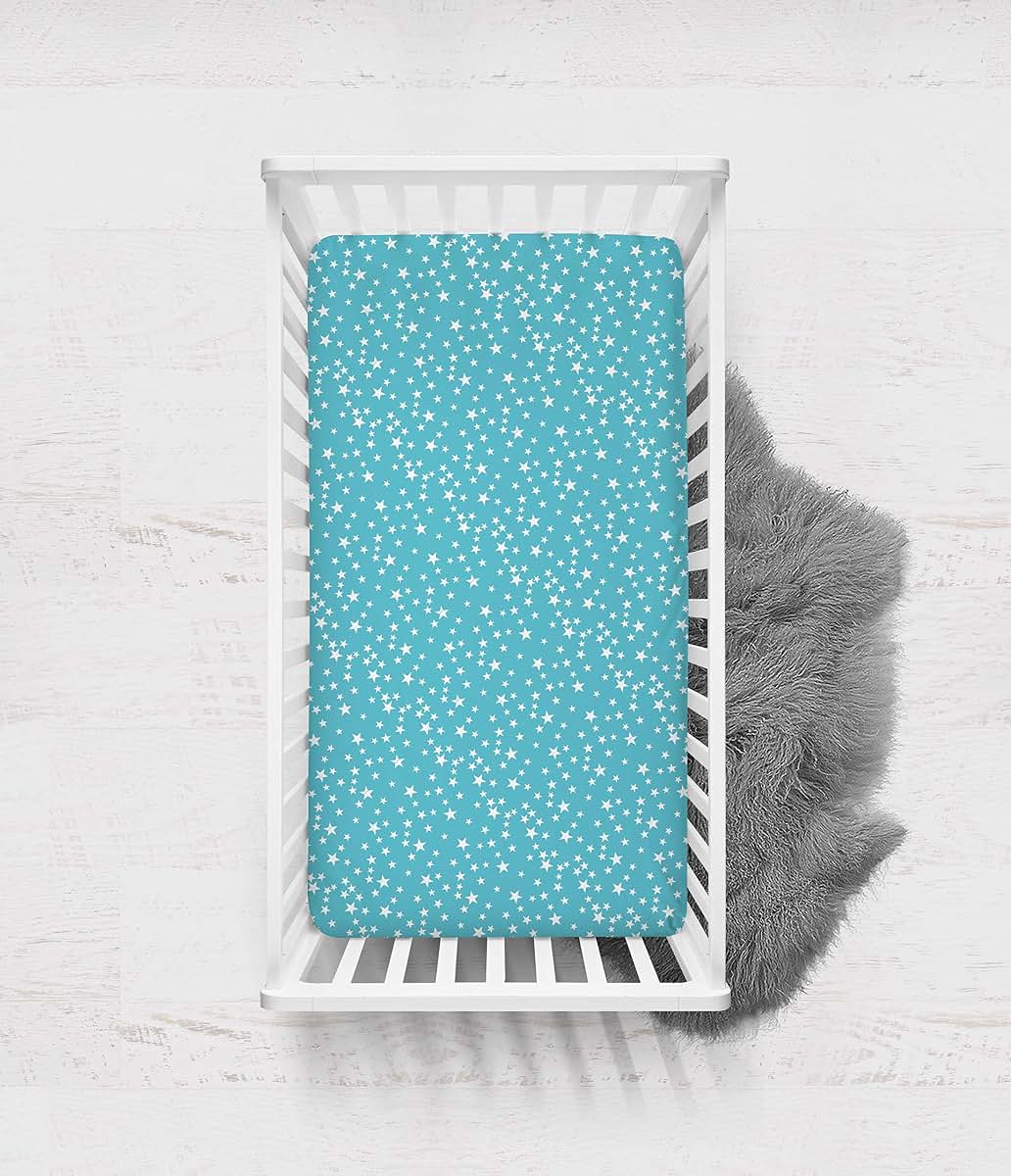 Bacati Space 2pack Crib Fitted Sheets (Blue Stars) (photo 4)