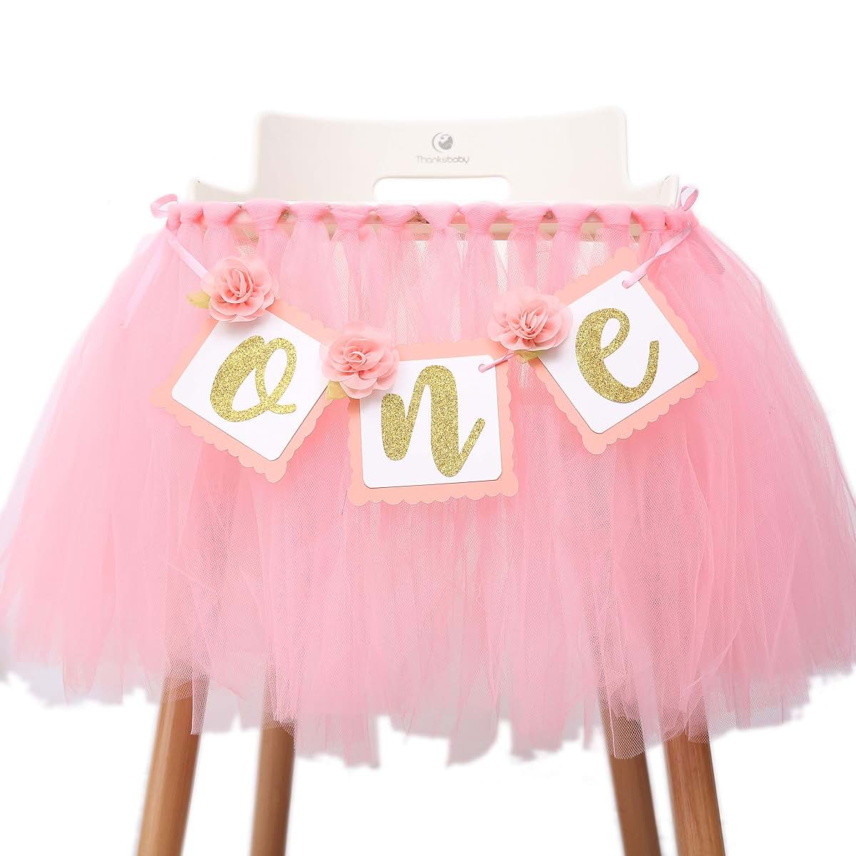 WAOUH Tutu Highchair Decoration for 1st Birthday Pink