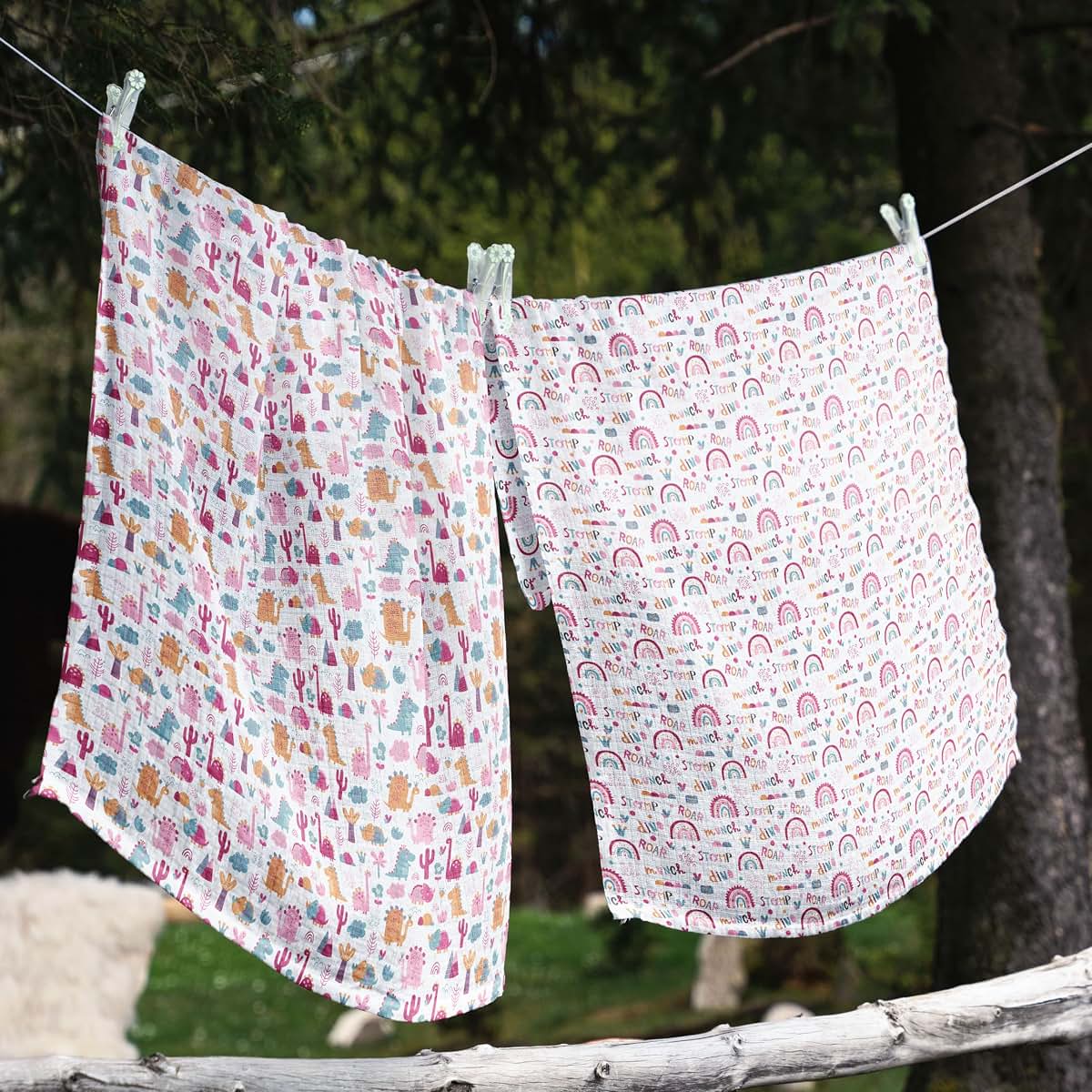Bacati - Muslin Blanket for Girls, Baby Receiving Blanket, Newborn Gift, Baby Shower Item, Wearable Swaddling Set (photo 2)