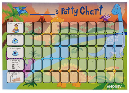 Amonev Dinosaur Potty And Toilet Training Reward Chart Twin Pack With 225 Star Stickers