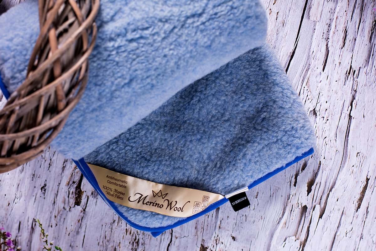Merino Wool Blue Baby Blanket for Crib and Toddler Bed (photo 3)