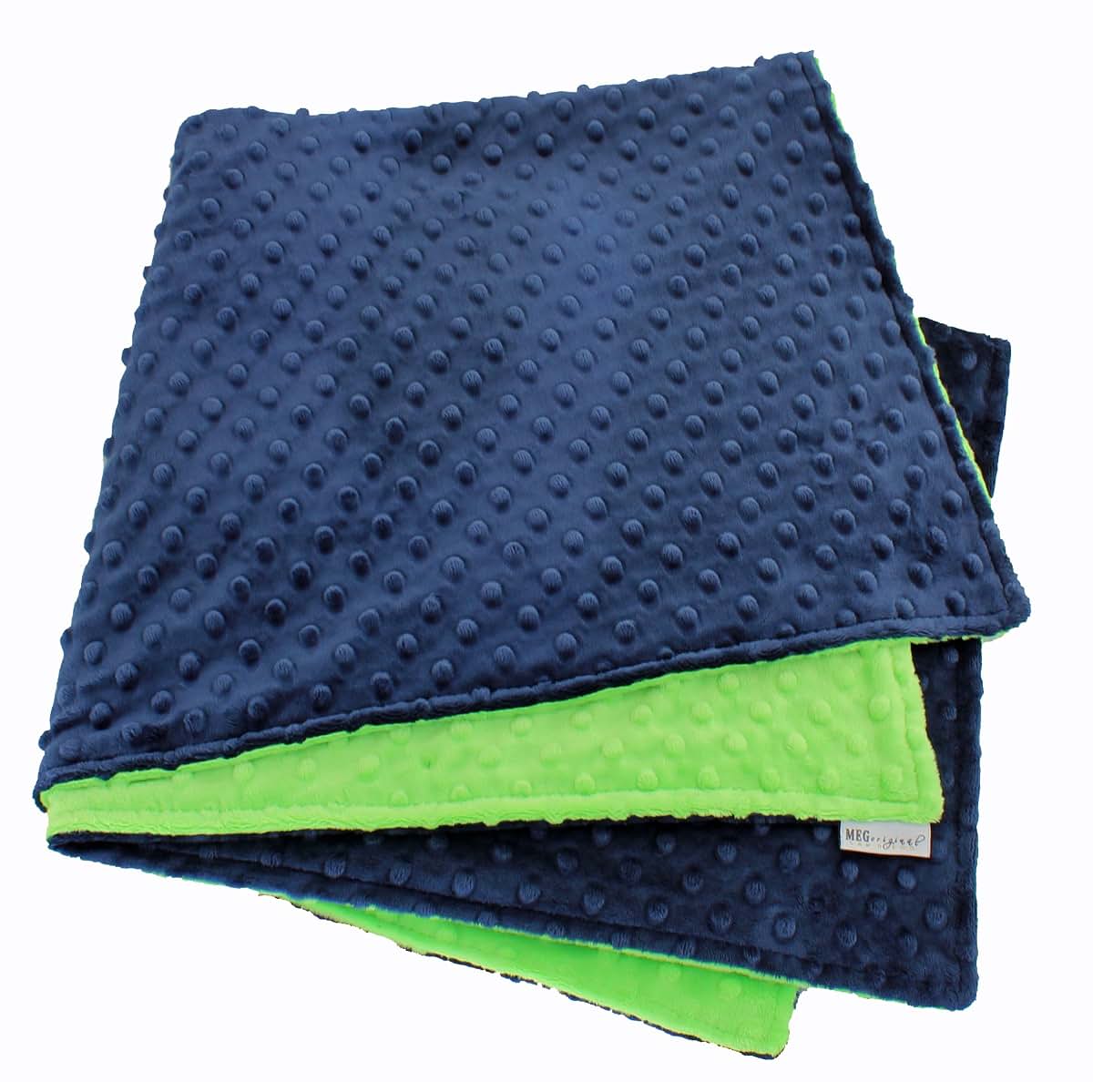 MEG ORIGINAL Navy Blue & Lime Green Minky Dot Baby Blanket 972 (photo 2)