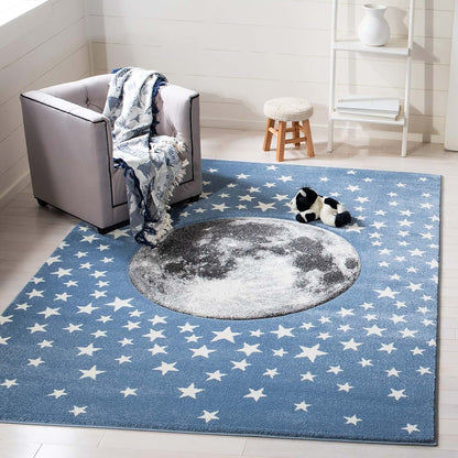 Safavieh Carousel Kids Collection Area Rug - 5'3" Square Light Blue & Grey