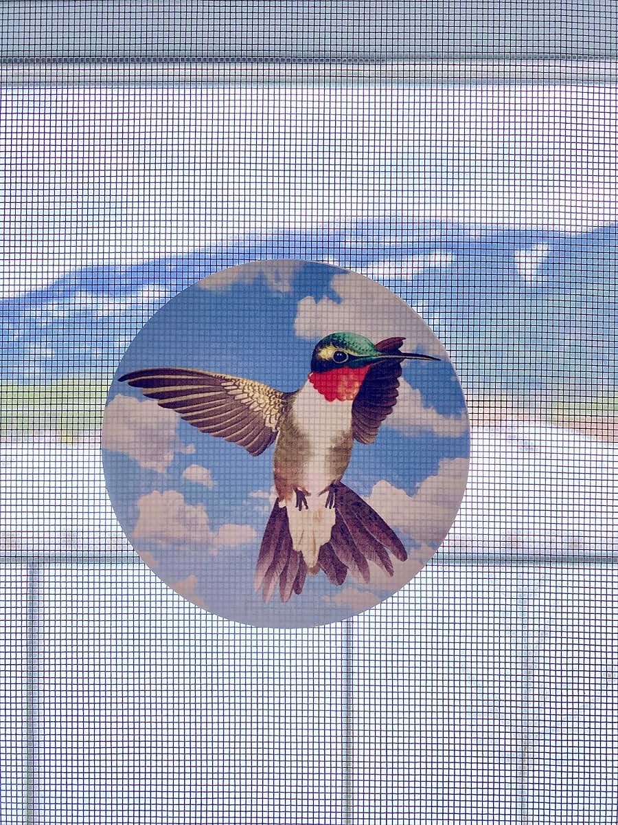 Decorative Hummingbird Screen Door Decals - Window Safety Sticker Set