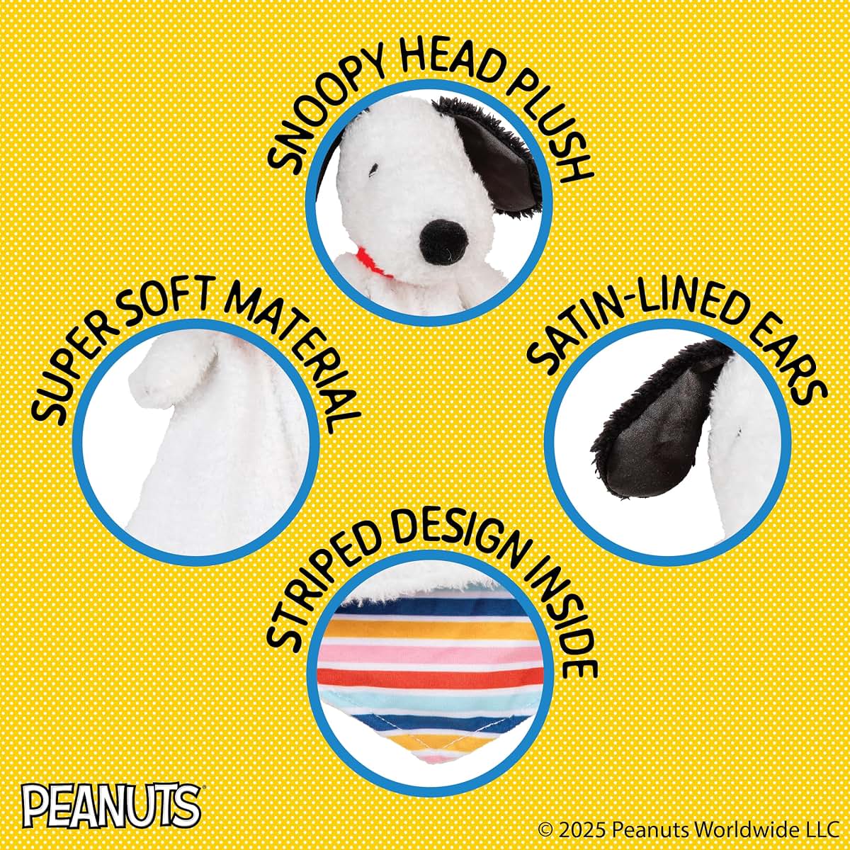 Kids Preferred Peanuts Snoopy Baby Blanket - Ultra Soft, Striped Details, Snoopy Lovey, Satin Accents, Ages 0 Months
