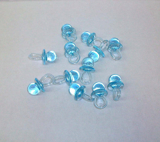 Party Favors Plus 24 Blue Plastic Pacifiers Baby Shower Favor 1.5 Inches Long