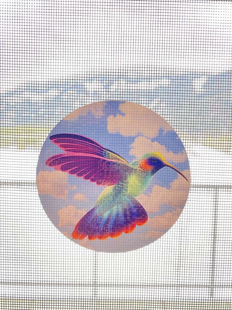 Decorative Hummingbird Screen Door Decals - Window Safety Sticker Set