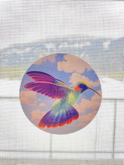 Decorative Hummingbird Screen Door Decals - Window Safety Sticker Set