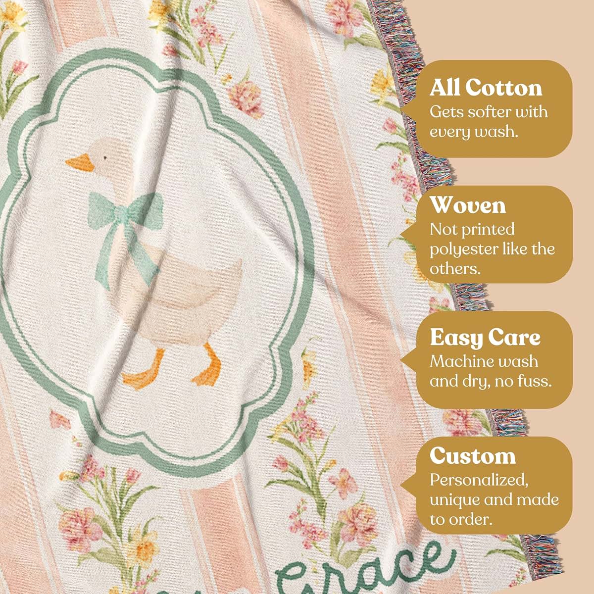 Studio Sam and Co Personalized Cotton Baby Blanket Custom Goose Woven Tapestry Throw (photo 3)