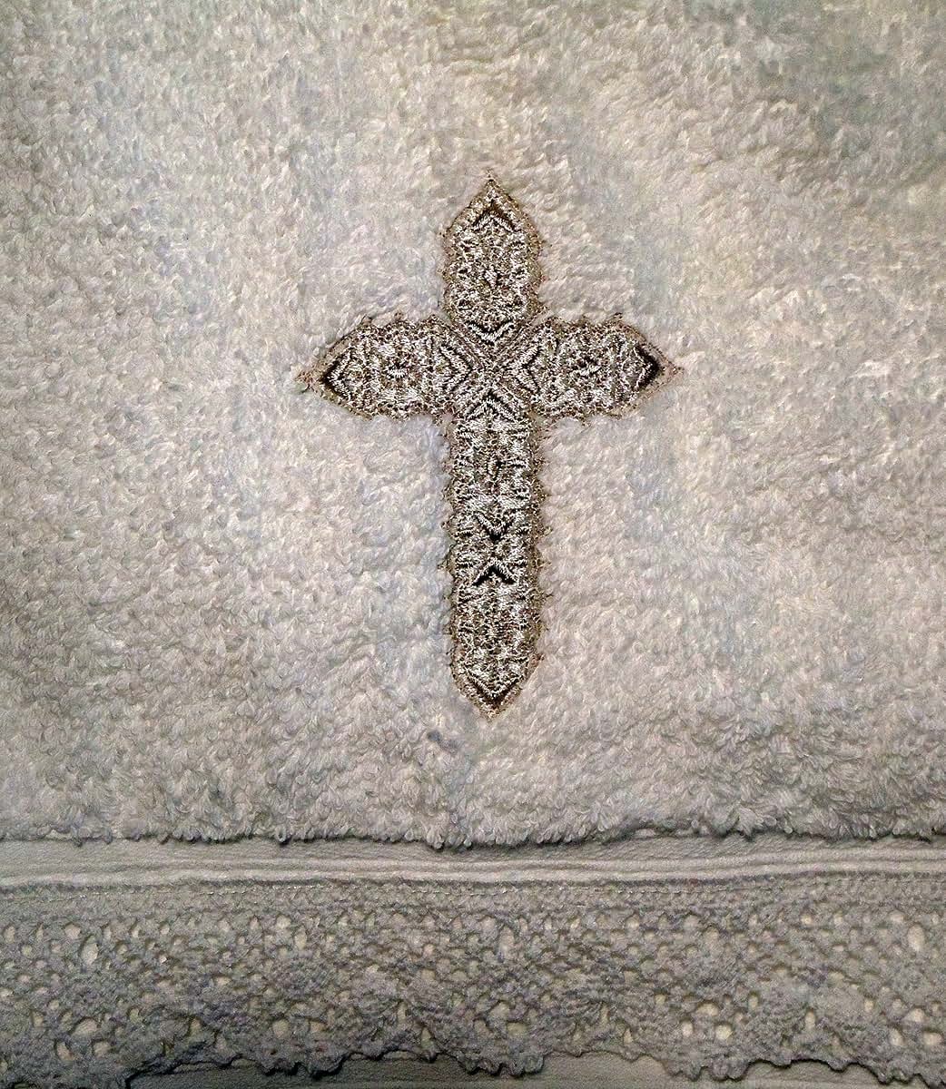 Integrity Designs Baptism Towel with Cross and Lace (photo 2)