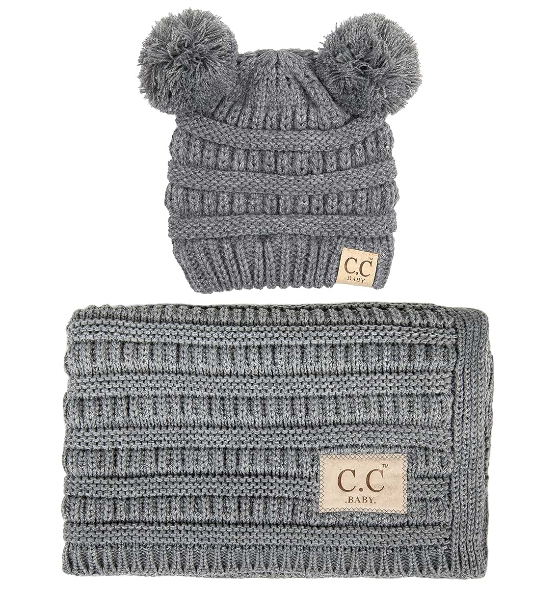 Baby Blanket & Beanie Set - Ribbed Knit Comfort for Infants