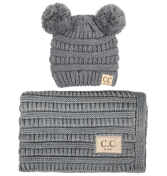 Baby Blanket & Beanie Set - Ribbed Knit Comfort for Infants