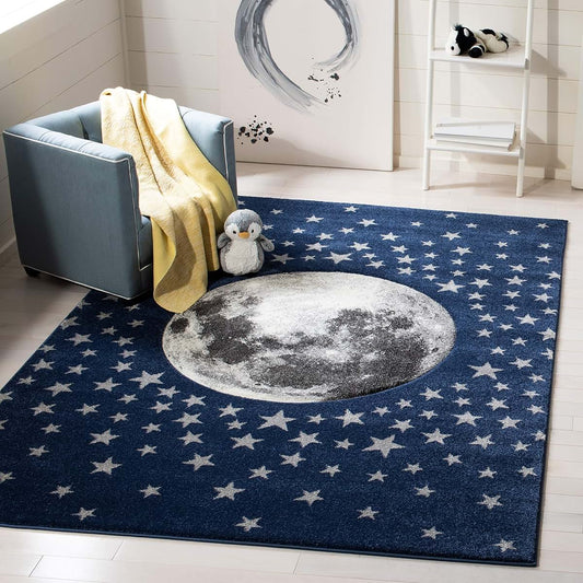 Safavieh Carousel Kids Collection Square Area Rug in Navy and Grey