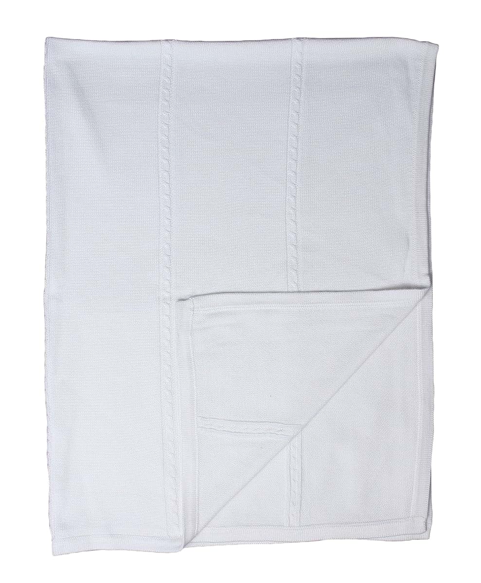 Christening Day Cable Knit Christening White Hand Crochet Cotton Shawl Blanket