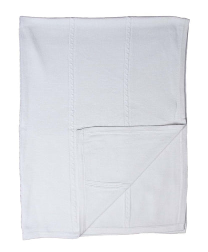 Christening Day Cable Knit Christening White Hand Crochet Cotton Shawl Blanket