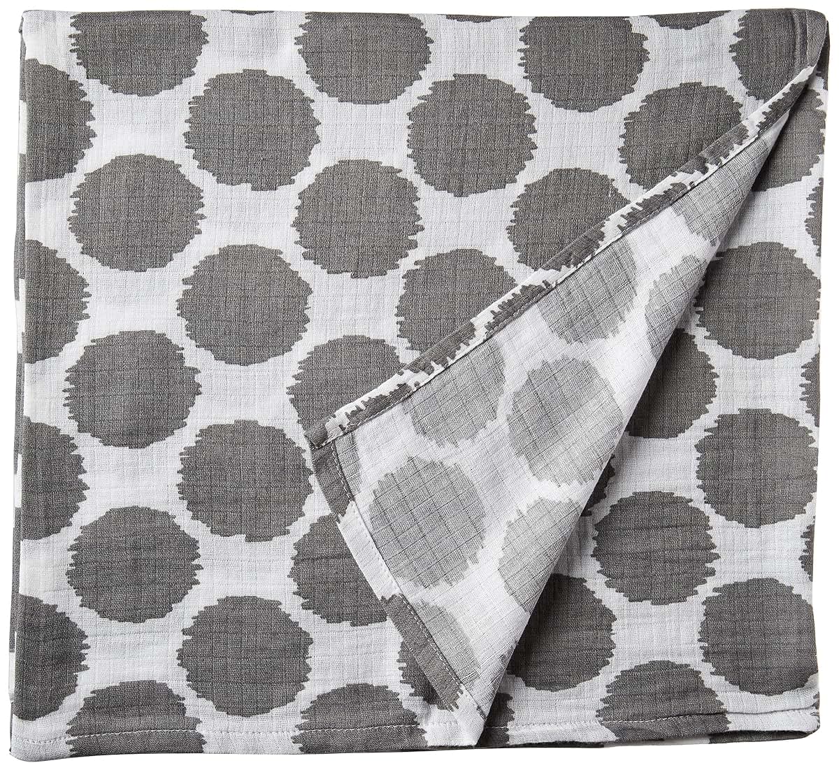 Bacati Ikat Grey Dots Swaddling Muslin Blanket