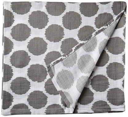 Bacati Ikat Grey Dots Swaddling Muslin Blanket