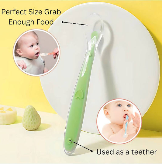 First-Stage Silicone Baby Feeding Utensils — Soft-Tip Spoons & Forks