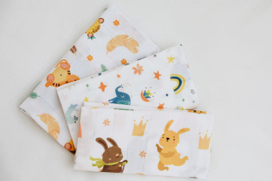 Folded baby swaddle blankets, product photo