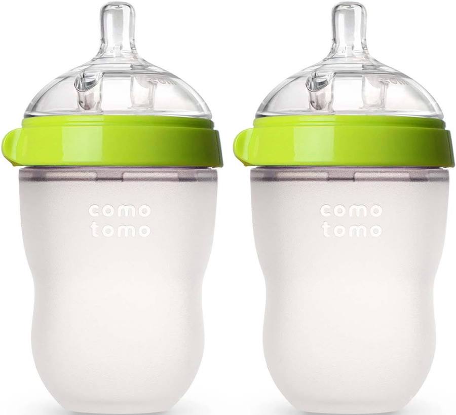 Wide-Neck Soft Silicone Baby Bottles — 2-Pack, Mimics Natural Breastfeeding