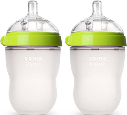 Wide-Neck Soft Silicone Baby Bottles — 2-Pack, Mimics Natural Breastfeeding