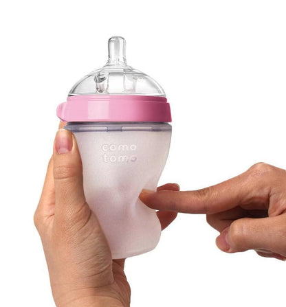 Wide-Neck Soft Silicone Baby Bottles — 2-Pack, Mimics Natural Breastfeeding